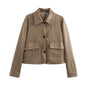 Women's Autumn Fashion Polo Collar Large Mouth Pocket Decoration Jackets
