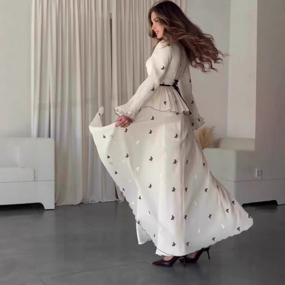 Women's Summer Soft Elegant Graceful Long Sleeve Waist Dresses