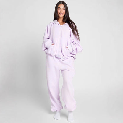 Women's Spring Solid Color Hooded Long-sleeved Zipper Suits