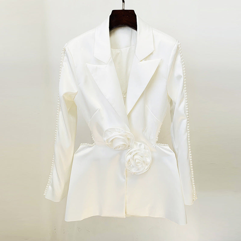Early Spring Fashion Beaded Three-dimensional Flower Pearl Suits