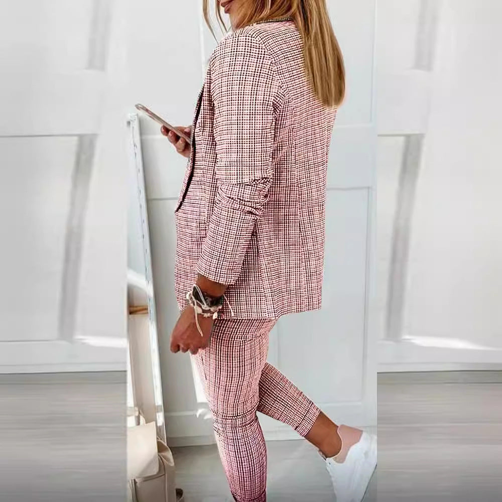 Women's Comfortable Innovative Pretty Plaid Casual Suits