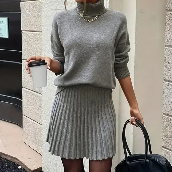 Women's Casual Set Turtleneck Knitting Long Sleeve Suits