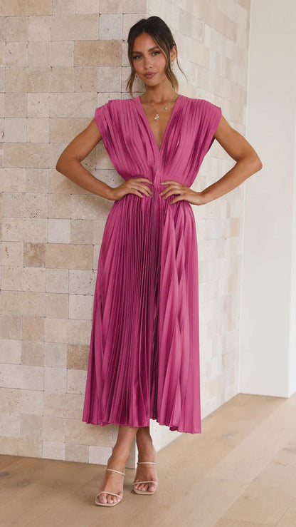 Sexy Pleated Dress Casual Loose Zip Dresses