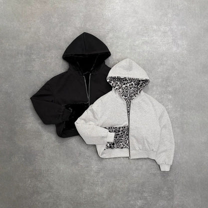 Women's & Men's & Fashionable Warm Retro Hooded Leopard Print Sweaters
