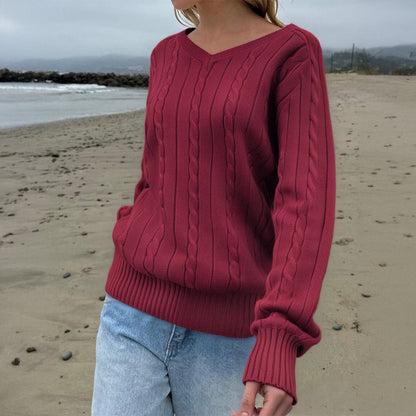 Women's Fashion Casual Solid Color Base Woolen Sweaters