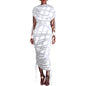 Women's Pleated Drawstring Zipper Irregular Dress Dresses
