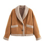 Women's American Retro Woolen Lapel Loose Fur Coats