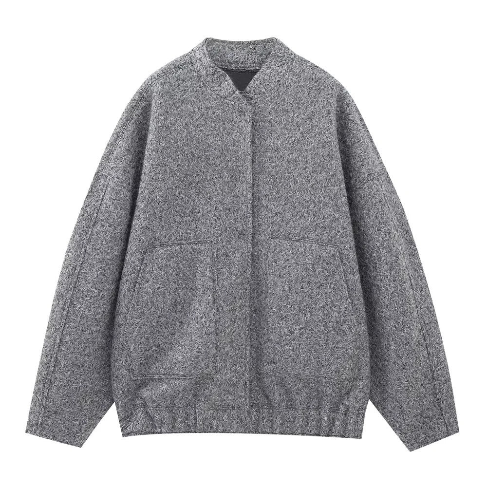 Women's Stand Collar Pocket Loose Pilot Coats