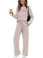 Women's Autumn Long Sleeve Round Neck Casual Elastic Waist Trousers Suits