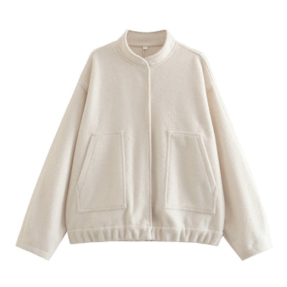 Women's Simple Versatile Stand Collar Zipper Casual Coats