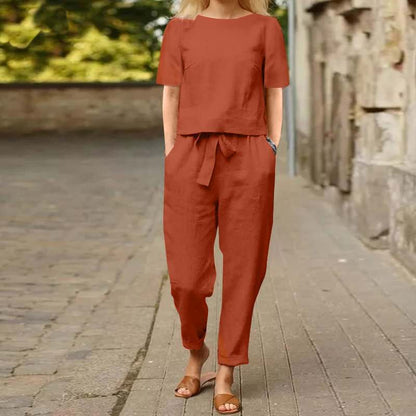 Women's Cotton Linen Summer Half Sleeve Oversized Pants