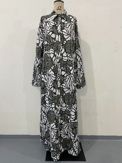 Women's Summer Fashion Printed Long Sleeve Loose Dresses