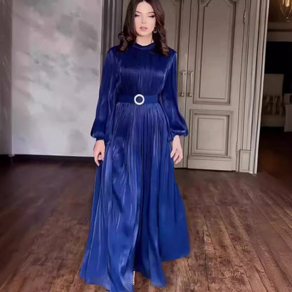 Organza Lantern Sleeve Long Slim Fit Dresses