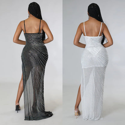 Women's Nightclub Party Sexy Strap Rhinestone Dress Dresses