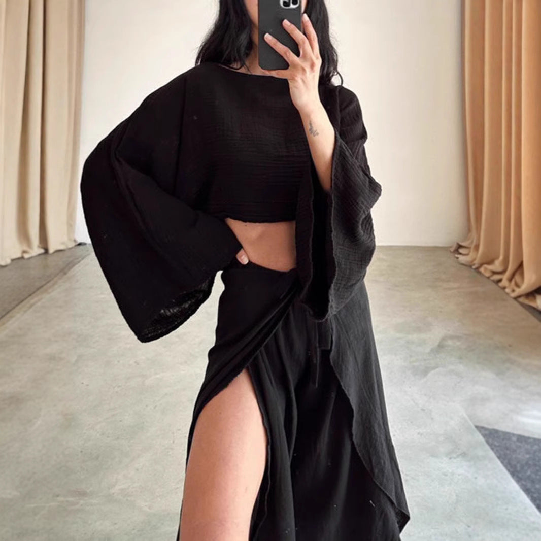 Women's Cotton Linen Fashion Loose Trousers Two-piece Suits