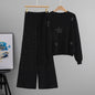 Women's Autumn Elegant Rhinestone Loose Wide Leg Suits