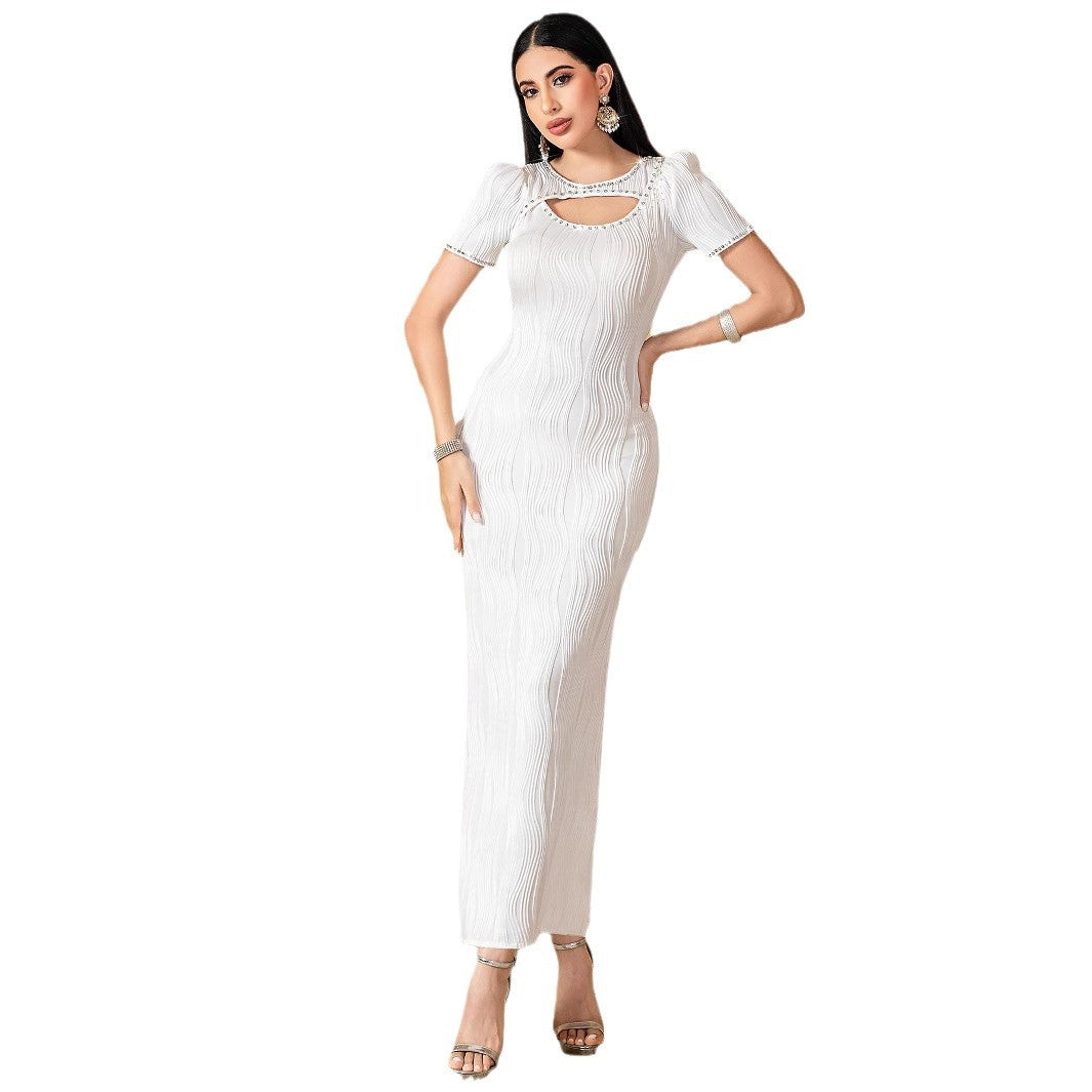 Tight White Texture Sexy Dress Fashion Dresses