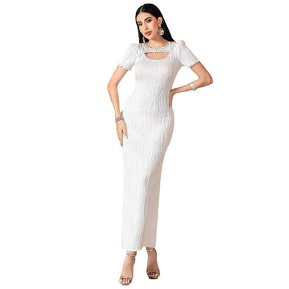 Tight White Texture Sexy Dress Fashion Dresses