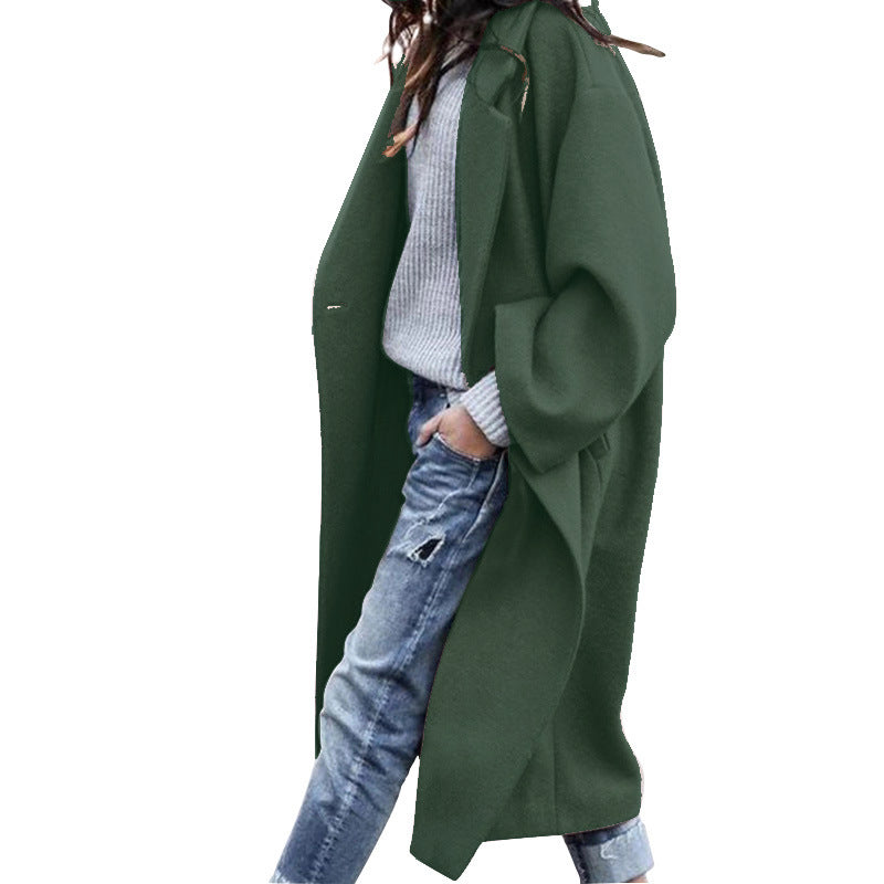 Women's Clothes Casual Long Pure Color Warm Coats