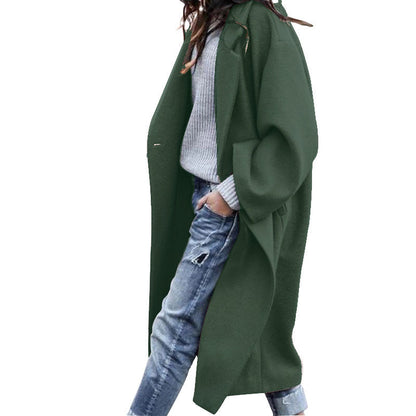 Women's Clothes Casual Long Pure Color Warm Coats