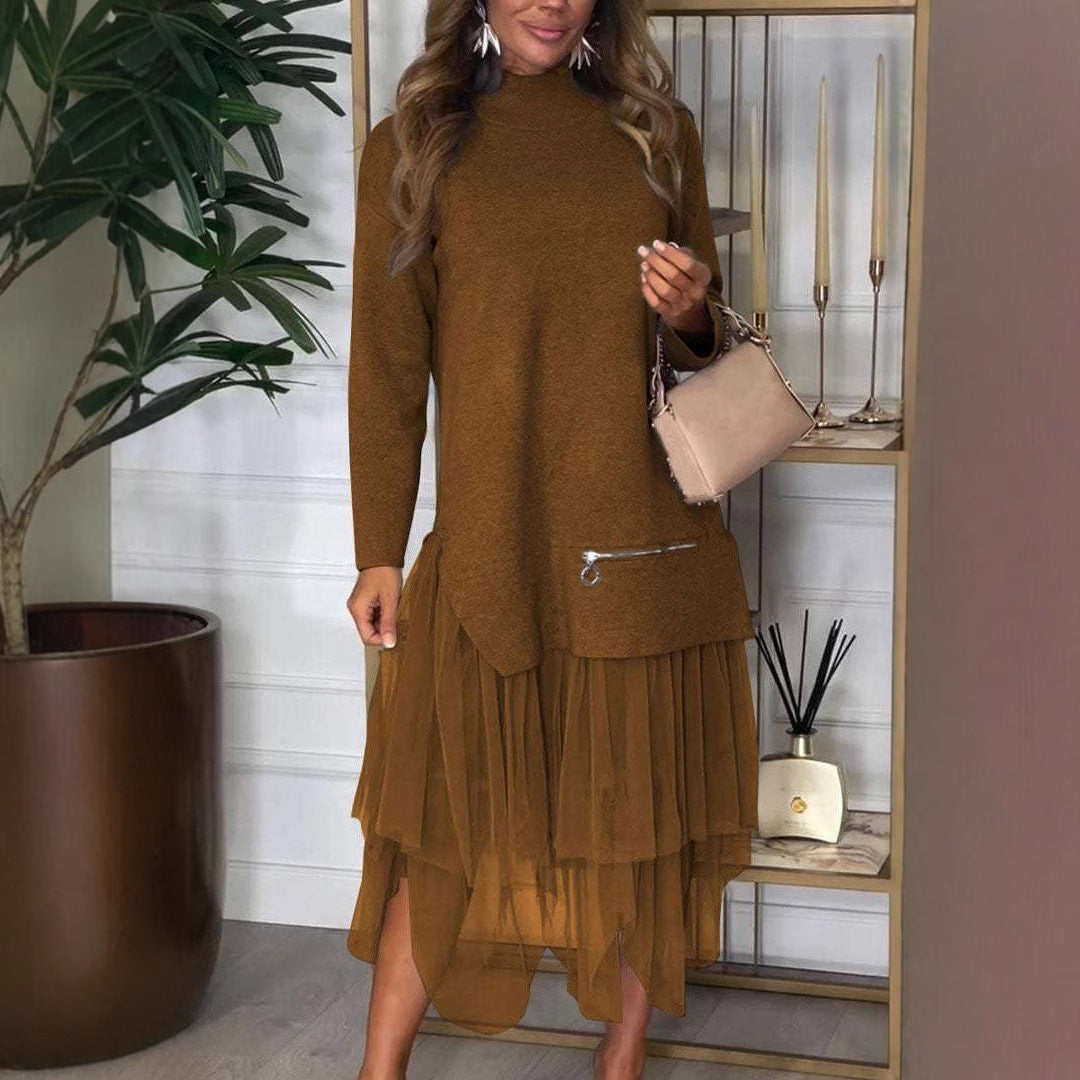 Classic Fashion Casual Mesh Stitching Dress Dresses