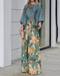 Women's Lantern Sleeve Loose Printed Wide Leg Two-piece Pants