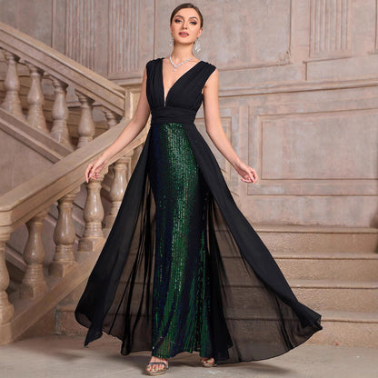 Women's Label Dress Sequined Sleeveless Banquet Party Dresses