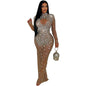 Women's Fashion Wear Round Neck Rhinestone Dress Dresses