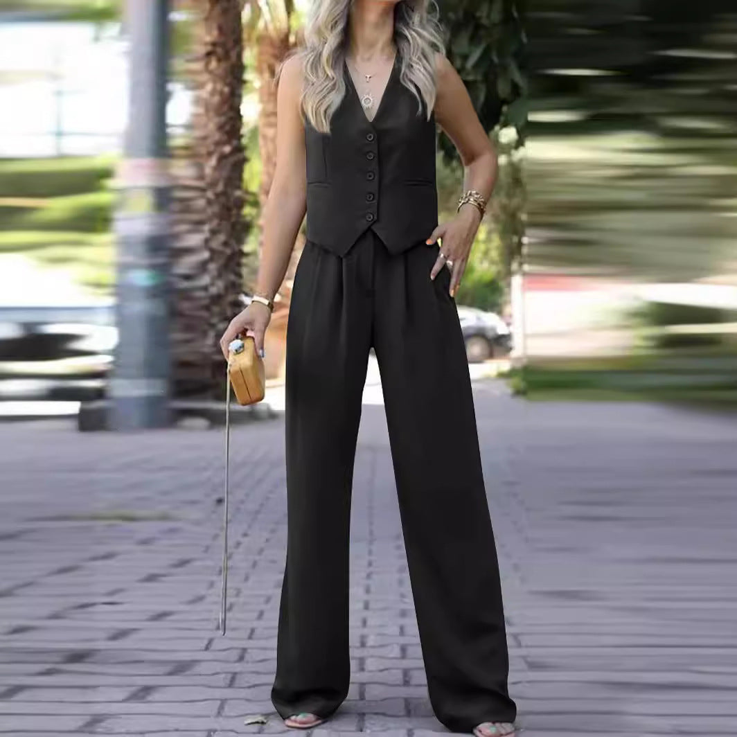 Women's Spring Sleeveless Waistcoat Draping Casual Suits