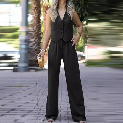 Women's Spring Sleeveless Waistcoat Draping Casual Suits