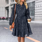 Black Dress Autumn Jacquard Long Sleeve Dresses