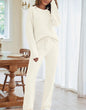 Women's Color Round Neck Long Sleeve Trousers Suits