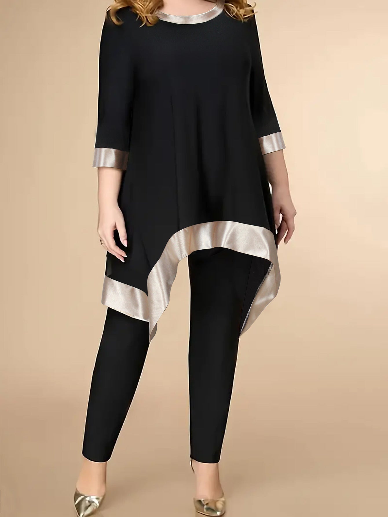 Women's Loose Irregular Stitching Hem Casual Suits