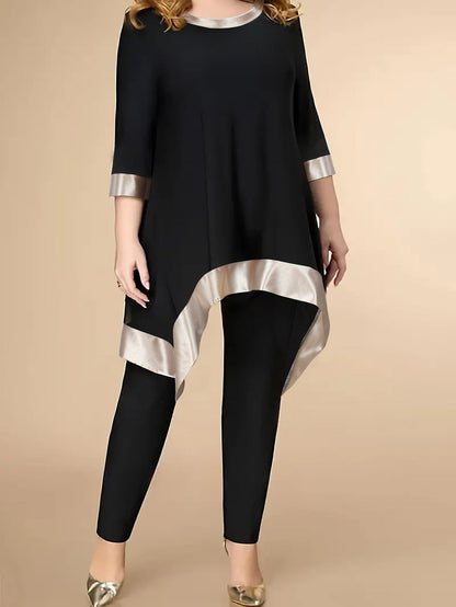 Women's Loose Irregular Stitching Hem Casual Suits