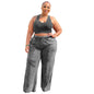 Women's Sleeveless Midriff Outfit Elastic Waist Wide Suits
