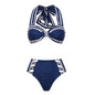 Swimsuit Navy Halter One Piece Swimsuit Set Women