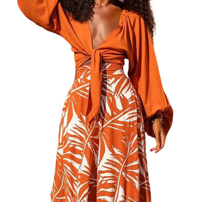 Women's Summer Fashion Temperament Printed Long Sleeve Suits