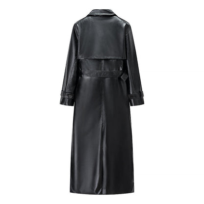 Women's Spring Street Fashion Imitation Leather Long Coats