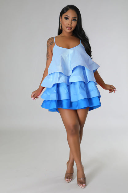 Women's Braces Ruffled Tiered Dress Sexy Suspenders Dresses
