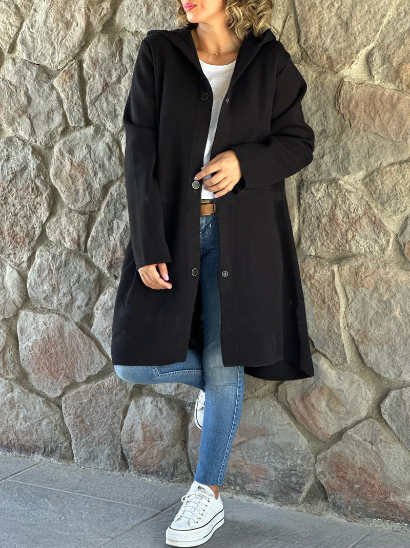 Fashion Hooded Long Sleeve Solid Color Coats