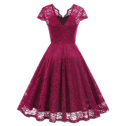 Women's Lace Sleeveless Dress Hepburn Vintage Dresses