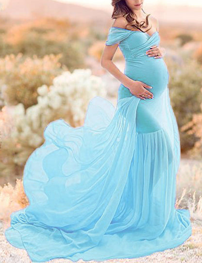Women's Mercerized Cotton With Chiffon Floating Tail Dresses