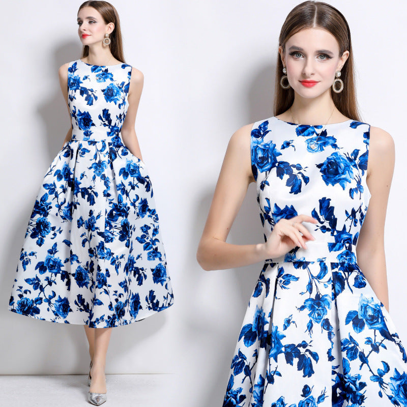 Women's Elegance Sleeveless Dress Summer Waist Slimming Dresses