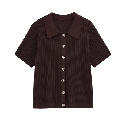 Glamorous Summer Short-sleeved Knitted Smart Trousers Suits