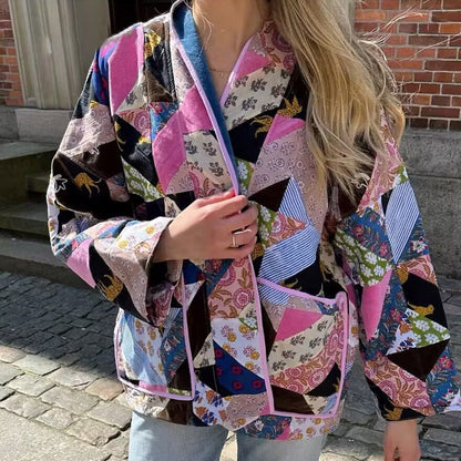 Women's Cotton Clothes Long Sleeve Multicolor Printing Coats