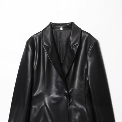 Women's Fashion Casual Slim Leather Effect Coats