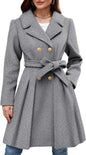 Women's Slim Double-breasted Notched Lapel Woolen With Coats