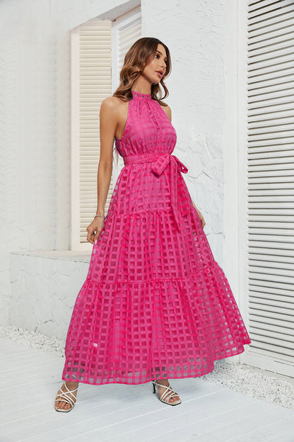 Women's Summer Halter Ruffled Long Dress Dresses