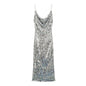 Women's Collar Fashionable Sequins Strap Dress Spring Dresses