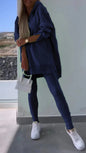 Women's Sports Casual Slit Hooded Tights Two-piece Suits